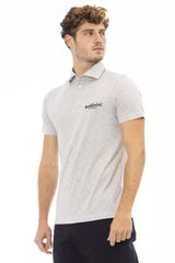 Polo en coton gris élégant avec logo brodé