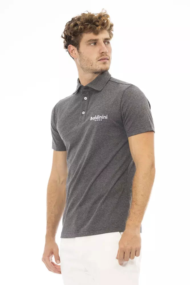 Chic Grey Sticked Logo Polo Shirt