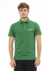 Polo de algodón verde elegante con logotipo bordado