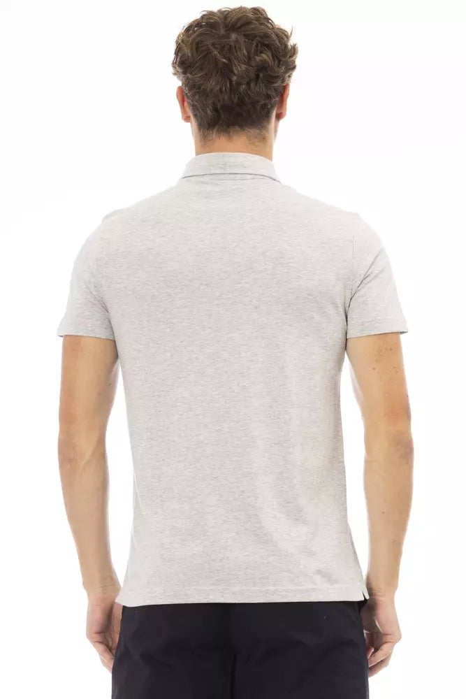 Polo en coton gris élégant avec logo brodé