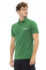 Polo di cotone verde chic con logo ricamato