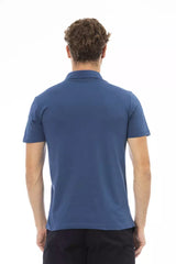 Elegante polo di cotone blu con logo ricamato