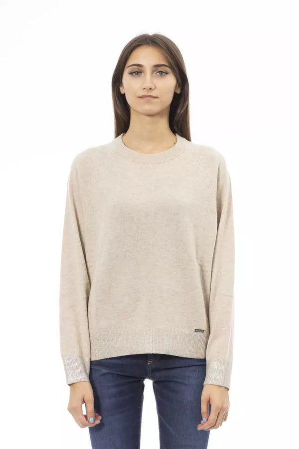 Elegante maglione di beige Crew Neck per donne