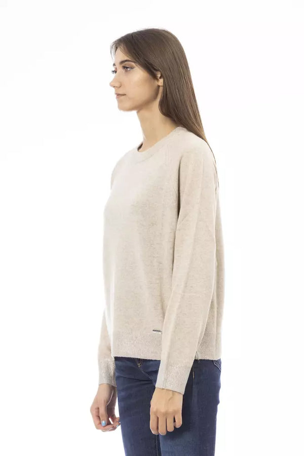 Elegant Beige Crew Neck -Pullover für Frauen