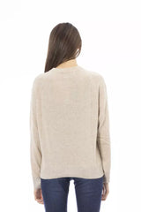 Elegant Beige Crew Neck -Pullover für Frauen