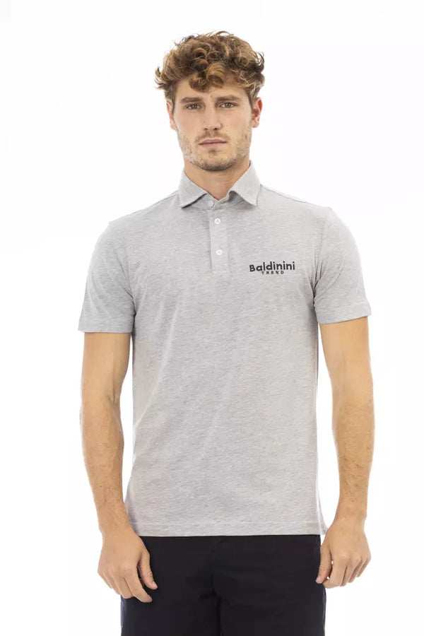 Chic Grey Sticked Polo - exquisite Baumwolle