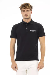 Elegante camiseta de polo bordado negro