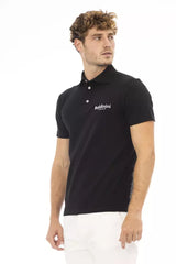 Elegante camiseta de polo bordado negro