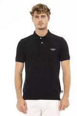 El elegante polo de algodón negro con bordados elegantes