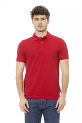 Elegante polo di cotone rosso con ricamo chic