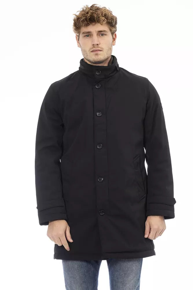 Black Polyester Men Jacket