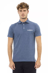 Blue Cotton Men Polo Shirt