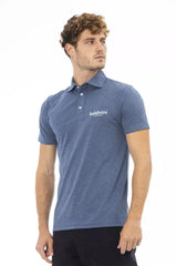 Blue Cotton Men Polo Shirt