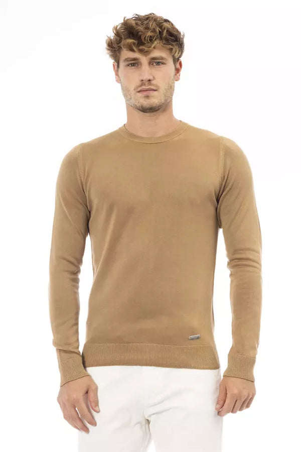 Beige Modal-Cashmere Crew Neck-Pullover