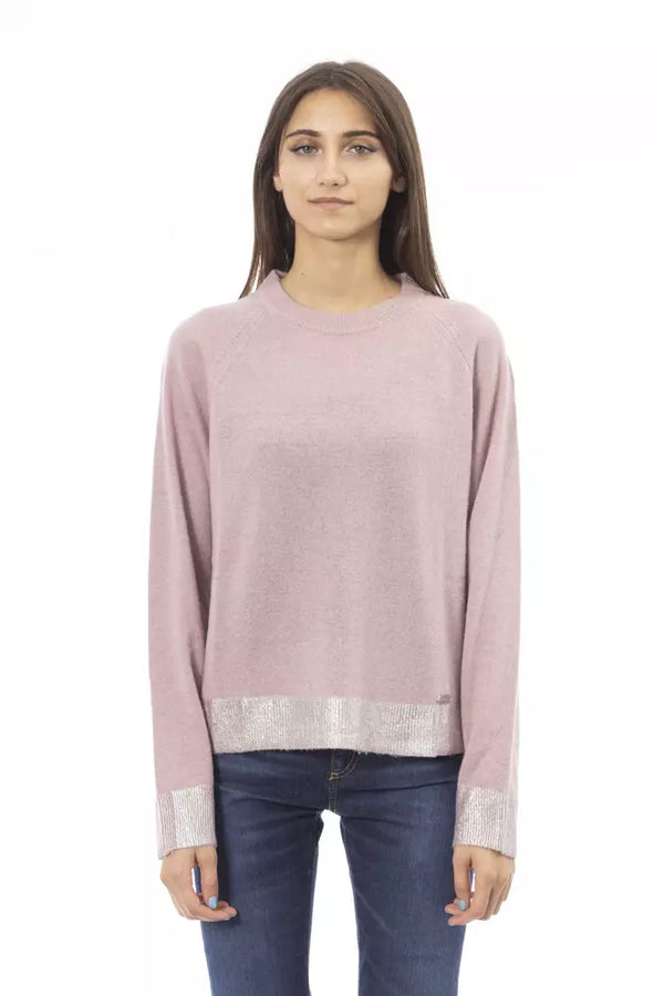 Chic Crew Neck Monogramm Pullover in Pink