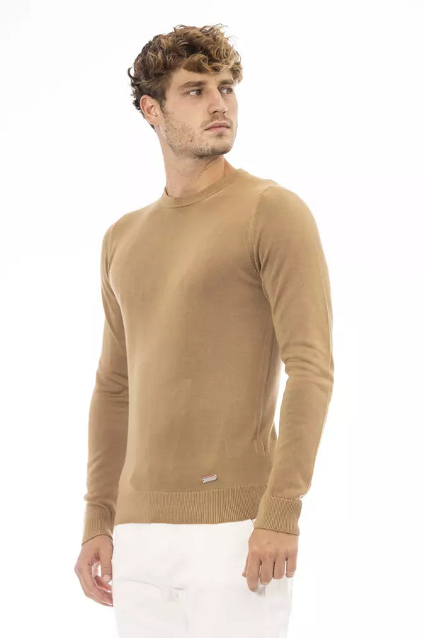 Beige Modal-Cashmere Crew Neck-Pullover