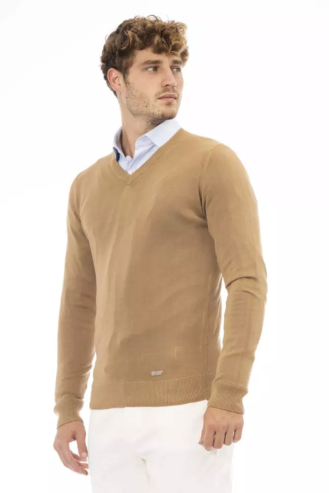 Pull en cachemire modal à col en V beige