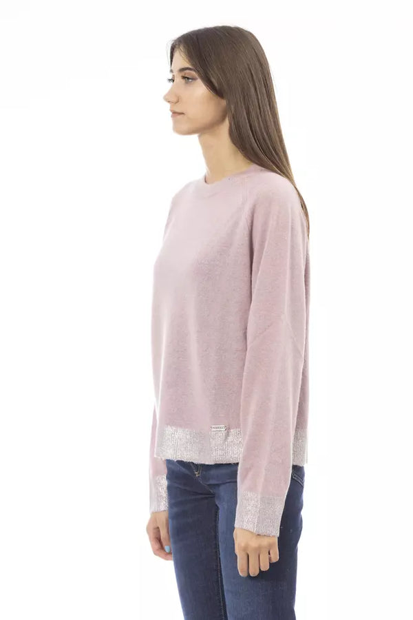 Chic Crew Neck Monogramm Pullover in Pink