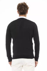 Elegante maglione di miscela in cashmere black-neck.