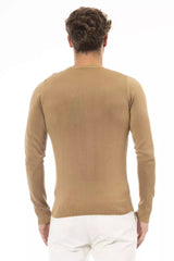 Suéter de cuello de la tripulación modal-cashmere beige