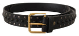 Ceinture en cuir élégante avec boucle gravée au logo