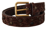 Ceinture en cuir élégante avec boucle gravée