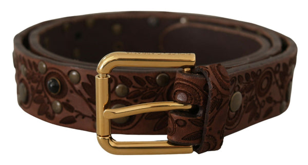 Elegant Leather Belt with Engraved Buckle