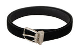 Ceinture noire en velours élégant avec boucle de logo