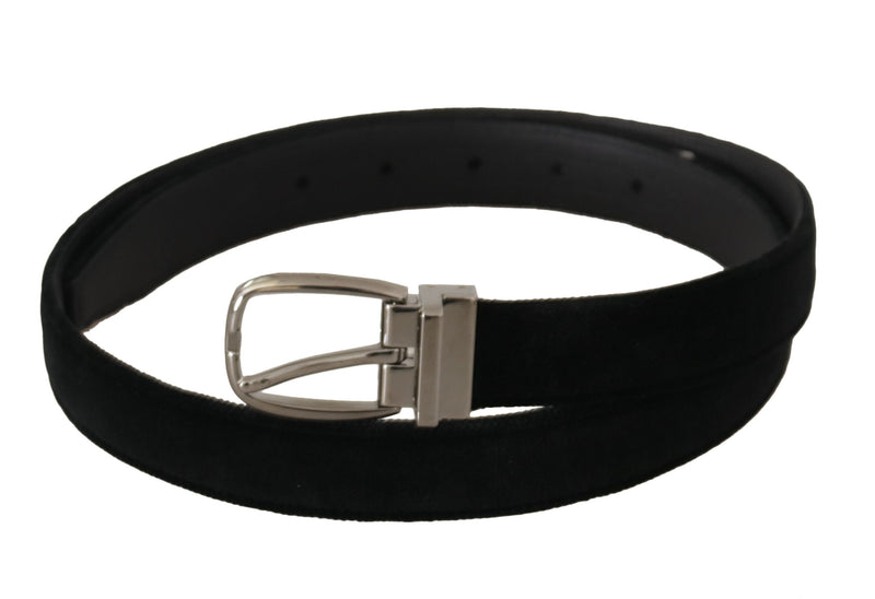 Ceinture de boucle gravée en velours noir élégant