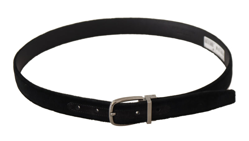 Ceinture de boucle gravée en velours noir élégant