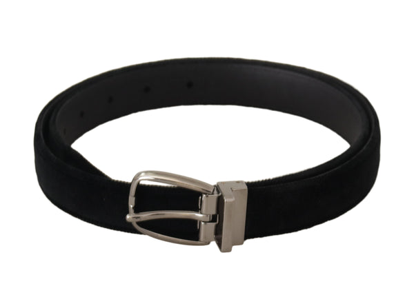 Ceinture de boucle gravée en velours noir élégant