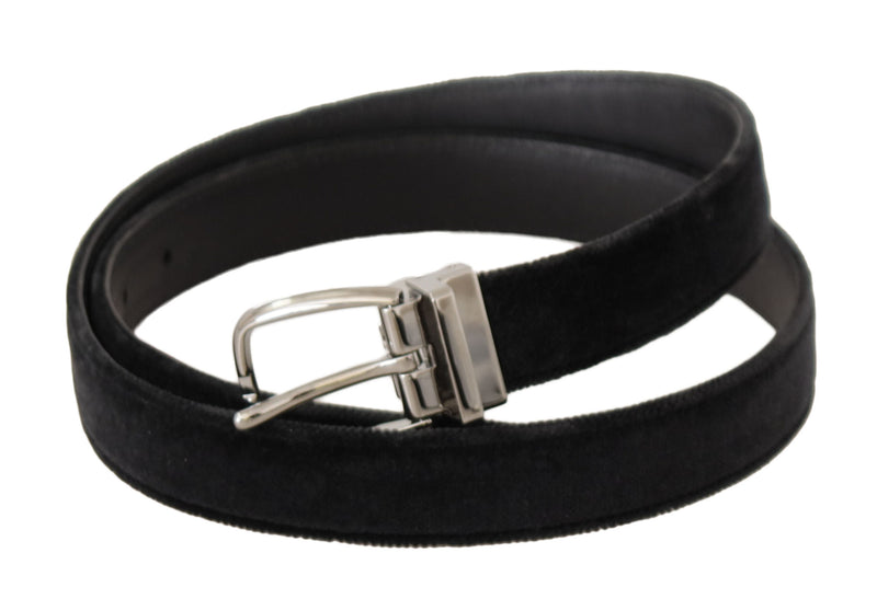 Elegant Velvet Designer Belt with Logo Engraved Buckle