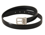 Ceinture en cuir noir élégant avec boucle en métal