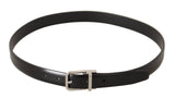 Ceinture en cuir noir élégant avec boucle en métal