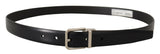 Ceinture en cuir noir élégant avec boucle en métal