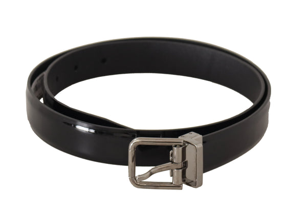 Ceinture en cuir noir élégant avec boucle en métal