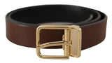 Ceinture en cuir brun élégant avec boucle en métal