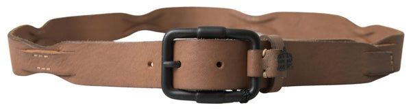 Ceinture de taille en cuir marron élégant avec boucle en métal noir