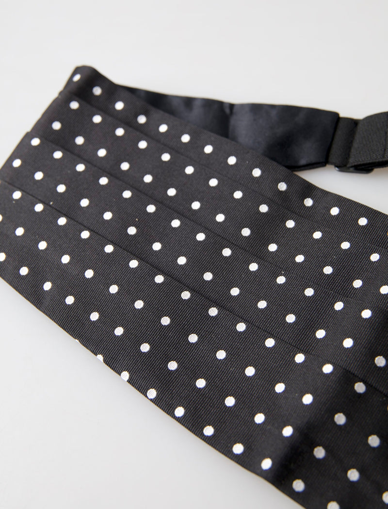 Κομψό μεταξωτό μαύρο και άσπρο polka dot cummerbund