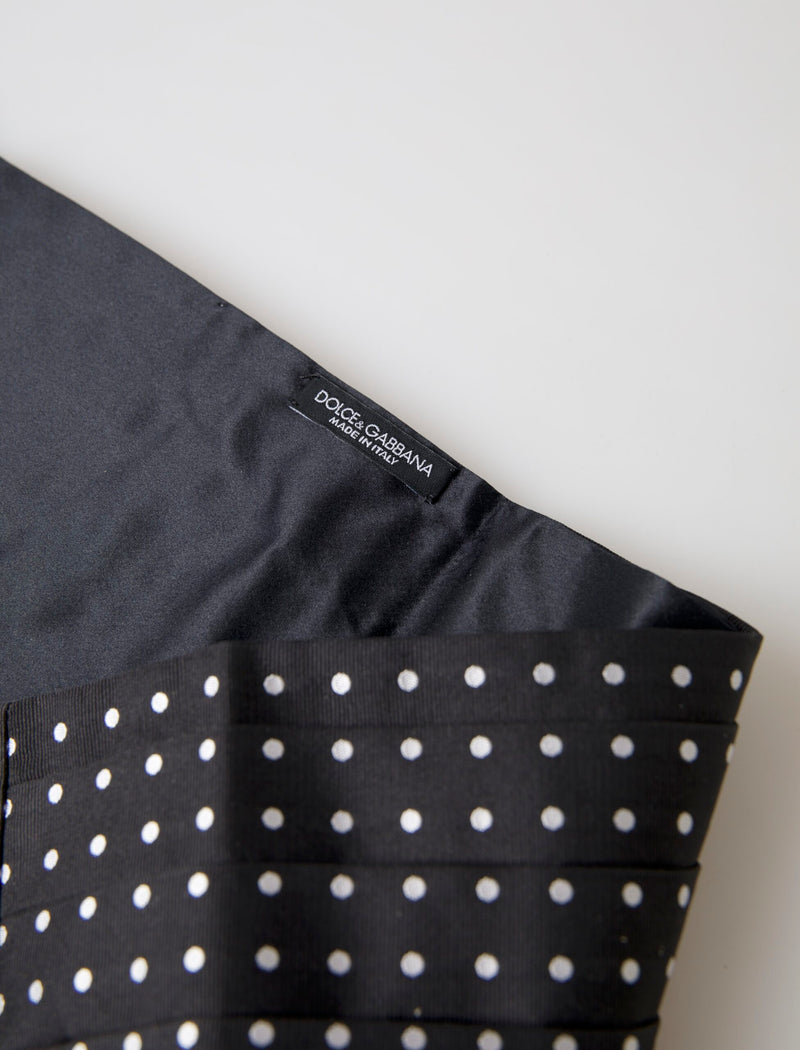 Elegant Silk Black & White Polka Dot Cummerbund