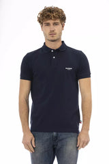 Chic Blue Sticked Cotton Polo