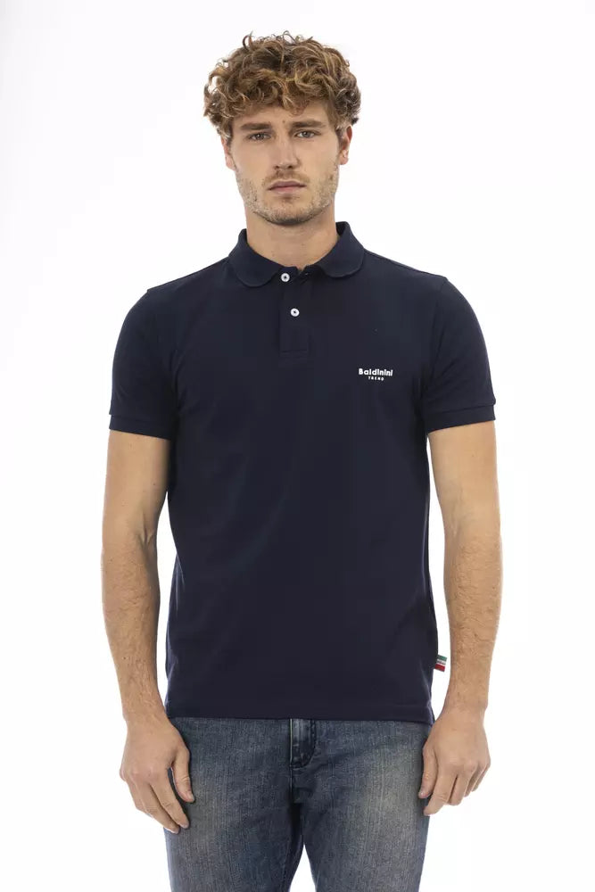 Chic Blue Broidered Cotton Polo