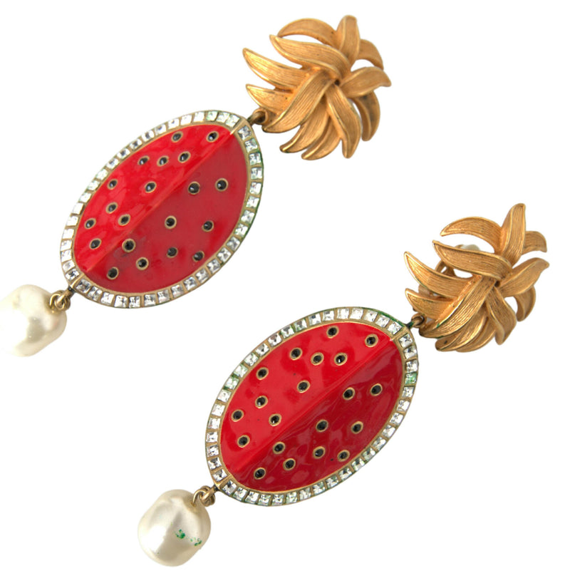 Boucles d'oreilles à courette de pastèque rouge rayonnante