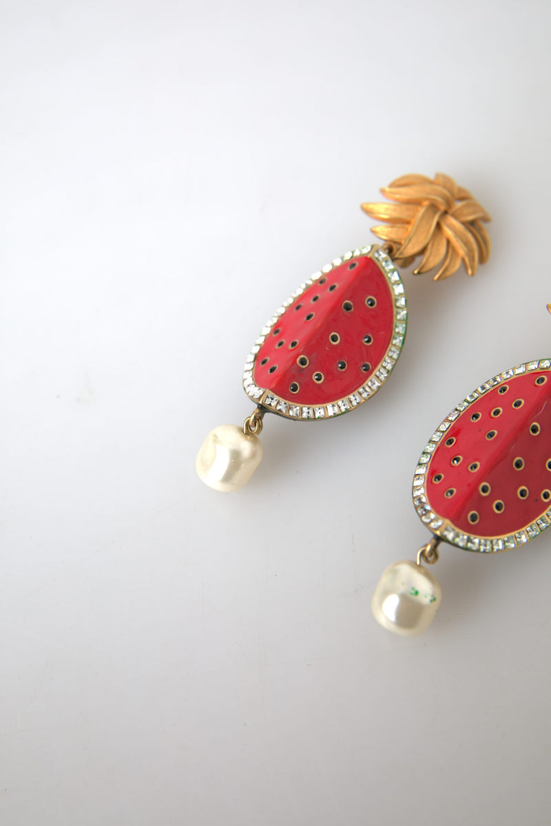 Boucles d'oreilles à courette de pastèque rouge rayonnante