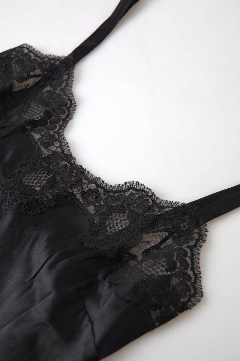 Haut de camisole en soie noire sensuelle