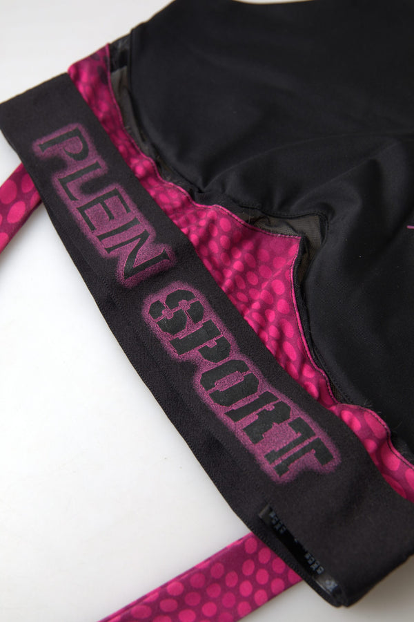 Bra de sport noir élégant avec accent fuchsia