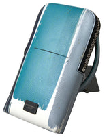 Elegante borsa per telefoni traverse in pelle in blu e bianco