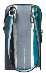 Elegante Leder -Crossbody -Telefontasche in Blau & Weiß