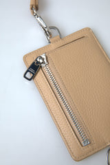 Eleganter beige Lederkartenhalter Brieftasche