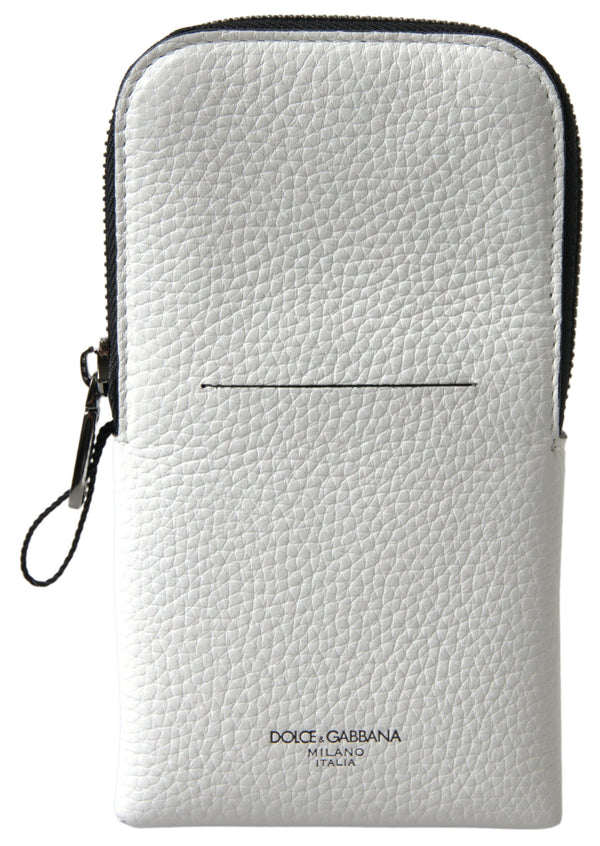 Elegant White Leather Phone Crossbody Bag